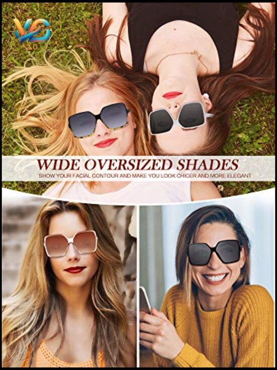 6 Pairs Oversized Square Sunglasses Retro Irregular Vintage Shades for Women main image 7
